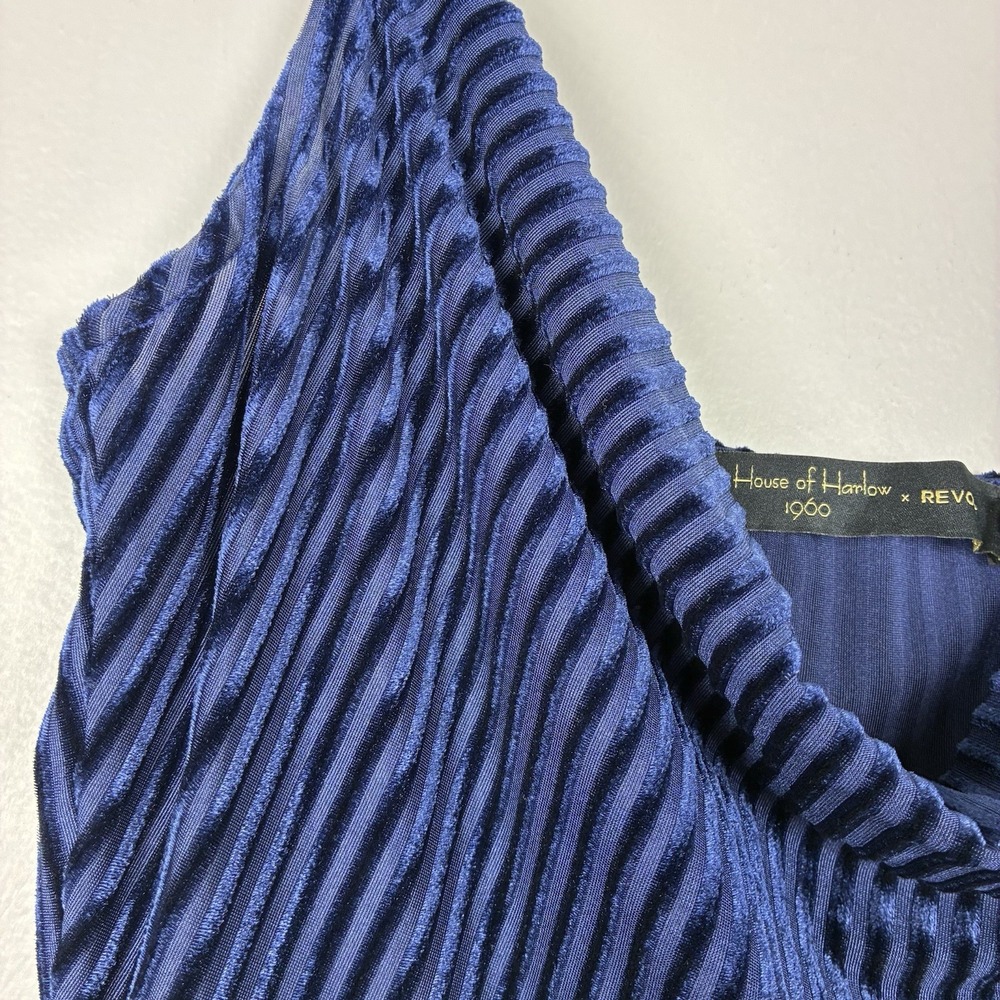 House Of Harlow 1960 X Revolve Slip Dress Navy Blue Ribbed Sexy Party Formal M - Picture 5 of 11